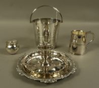A Harrods EPNS ice pail with swing handle, 20cm high over handle,