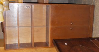 A 1960s/70s glazed sliding door bookcase with two door cupboard below