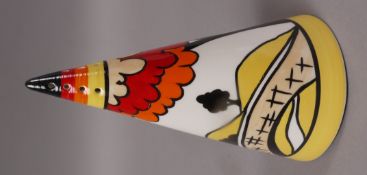 A Wedgwood conical sugar sifter based on an original design by Clarice Cliff,