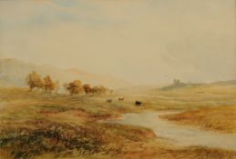 James Orrock RI (1829-1913), 'Rhuddian Castle, Rhyl', landscape with castle ruins,