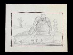 JASON & THE ARGONAUTS (1963) - Ray Harryhausen Hand-Drawn Concept of Talos Awakening A hand-drawn
