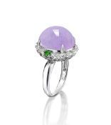 A Lavender Jadeite and Diamond Ring