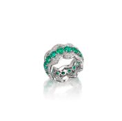An Emerald and Diamond 'Wave-Band' Ring, by Graff