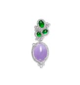 A Lavender Jadeite, Jadeite and Diamond Pendant