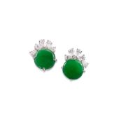 A Pair of Jadeite and Diamond Earrings, by DEJADE