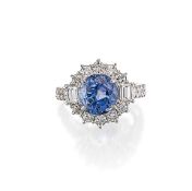 A Sapphire and Diamond Ring