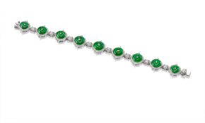 A Jadeite and Diamond Bracelet, by DEJADE