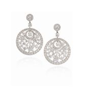 A Pair of Diamond 'Flower Motif Circular' Pendent Earrings, by Graff