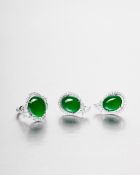 A Jadeite and Diamond Ring and Earring Suite (2)