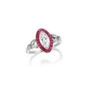 A Diamond and Ruby Ring