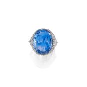 A Sapphire and Diamond Ring