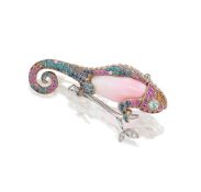 A Conch Pearl, Gem-Set and Diamond Novelty Brooch