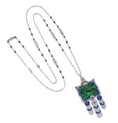 A Jadeite, Gem-Set and Diamond Pendant Necklace, by Claudia Ma