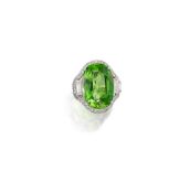 A Peridot and Diamond Ring
