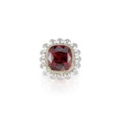 A Garnet and Diamond Ring
