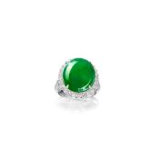 A Jadeite and Diamond Ring