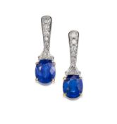 A Pair of Sapphire and Diamond Pendent Earrings, by La Serlas