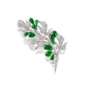 A Jadeite and Diamond Brooch, by DEJADE