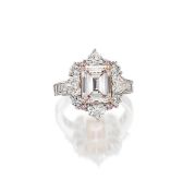 A Coloured Diamond and Diamond Ring