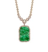 A Jadeite and Diamond Pendant Necklace, Monture Cartier