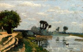 Auguste Grasset (French, 1829-1884) River landscape