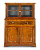A Regency rosewood and cut-brass inlaid secretaire cabinetEnd of the first quarter 19th century,...