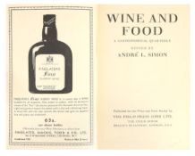 WINE AND FOOD - ANDRÉ SIMON Wine and Food. A Gastronomical Quarterly, edited by André ...