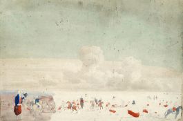 Continental School, 19th Century A slaughterhouse scene in some salting area in the southern par...