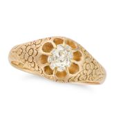 NO RESERVE - AN ANTIQUE VICTORIAN DIAMOND BELCHER RING in 15ct yellow gold, set with an old cut
