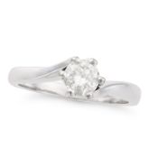 NO RESERVE - A SOLITAIRE DIAMOND RING in 18ct white gold, set with a round brilliant cut diamond