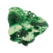 NO RESERVE - A JADEITE JADE BUTTERFLY comprising a single piece of jadeite jade carved to depict a