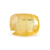 NO RESERVE - AN UNMOUNTED UNHEATED YELLOW SAPPHIRE cushion cut, 3.90 carats. Accompanied by a