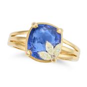 NO RESERVE - A 4.94 CARAT CEYLON NO HEAT SAPPHIRE AND DIAMOND RING set with a cushion cut sapphire