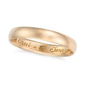NO RESERVE - AN ANTIQUE GOLD WEDDING BAND the plain band engraved M. Oreel & H. Simmons 24-7-23,