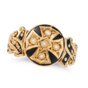 NO RESERVE - AN ANTIQUE GEORGIAN ENAMEL AND PEARL MOURNING, 1817 in 18ct yellow gold, comprising a