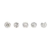 NO RESERVE - A COLLECTION OF UNMOUNTED DIAMONDS comprising five old cut diamonds, all totalling 1.27