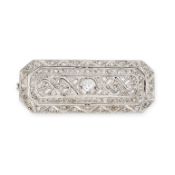 NO RESERVE - AN ANTIQUE EDWARDIAN DIAMOND PLAQUE BROOCH the pierced brooch set throughout with old