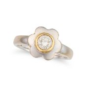 NO RESERVE - A DIAMOND FLOWER RING in 18ct white and yellow gold, set with a round brilliant cut