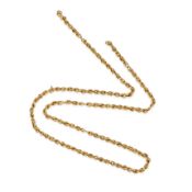 NO RESERVE - A GOLD CHAIN NECKLACE comprising a row of twisted links, no assay marks, 58.0cm, 5.