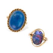 NO RESERVE - AN OPAL TRIPLET RING AND A SODALITE RING one ring set with an opal triplet, stamped
