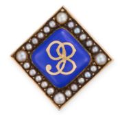 NO RESERVE - AN ANTIQUE VICTORIAN PEARL AND ENAMEL SOUVENIR BROOCH, CIRCA 1898 comprising the