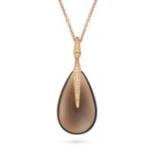 NO RESERVE - CHIMENTO, A SMOKY QUARTZ AND DIAMOND PENDANT the pendant set with a large polished