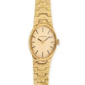 NO RESERVE - A LADIES LONGINES WATCH the oval dial with vertical brushed finish, applied baton