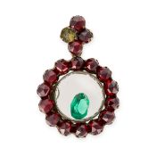 NO RESERVE - AN ANTIQUE GARNET AND PASTE LOCKET PENDANT comprising a glass locket containing a