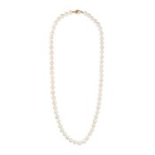 NO RESERVE - A PEARL NECKLACE comprising a single row of pearls, clasp stamped 375, 66.0cm, 52.6g.