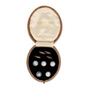 NO RESERVE - AN ANTIQUE MOTHER OF PEARL BUTTONS SET comprising five buttons set with mother of