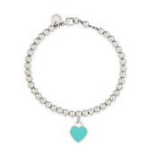NO RESERVE - TIFFANY & CO., A RETURN TO TIFFANY BLUE HEART BEAD BRACELET in silver, comprising