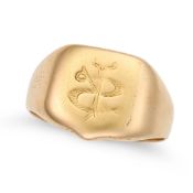 NO RESERVE - AN ANTIQUE GEORGIAN MOURNING SIGNET RING, 1819 in 18ct yellow gold, the face engraved