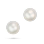NO RESERVE - A LARGE PAIR OF SOUTH SEA PEARL STUD EARRINGS each set with a pearl stud of 15.2mm