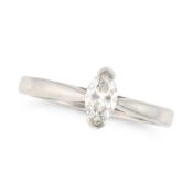 NO RESERVE - A SOLITAIRE DIAMOND RING in platinum, set with a marquise brilliant cut diamond,